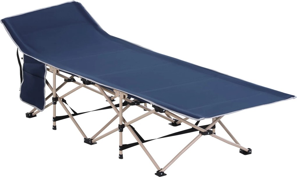 Outsunny Pat portabil, Pat de camping, pliabil, rezistent la intemperii, inclusiv geantă de transport, 190 cm x 68 cm x 52 cm, Albastru | Aosom Romania