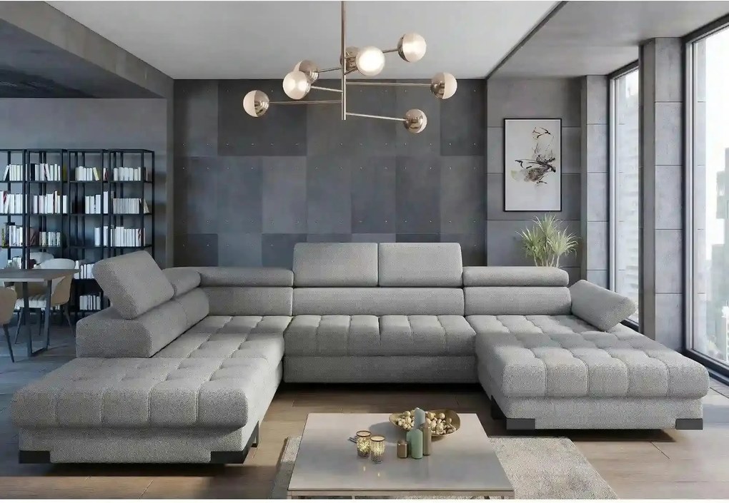 Coltar extensibil SELVA XL, sezlong stanga, stofa clasica gri - Austin