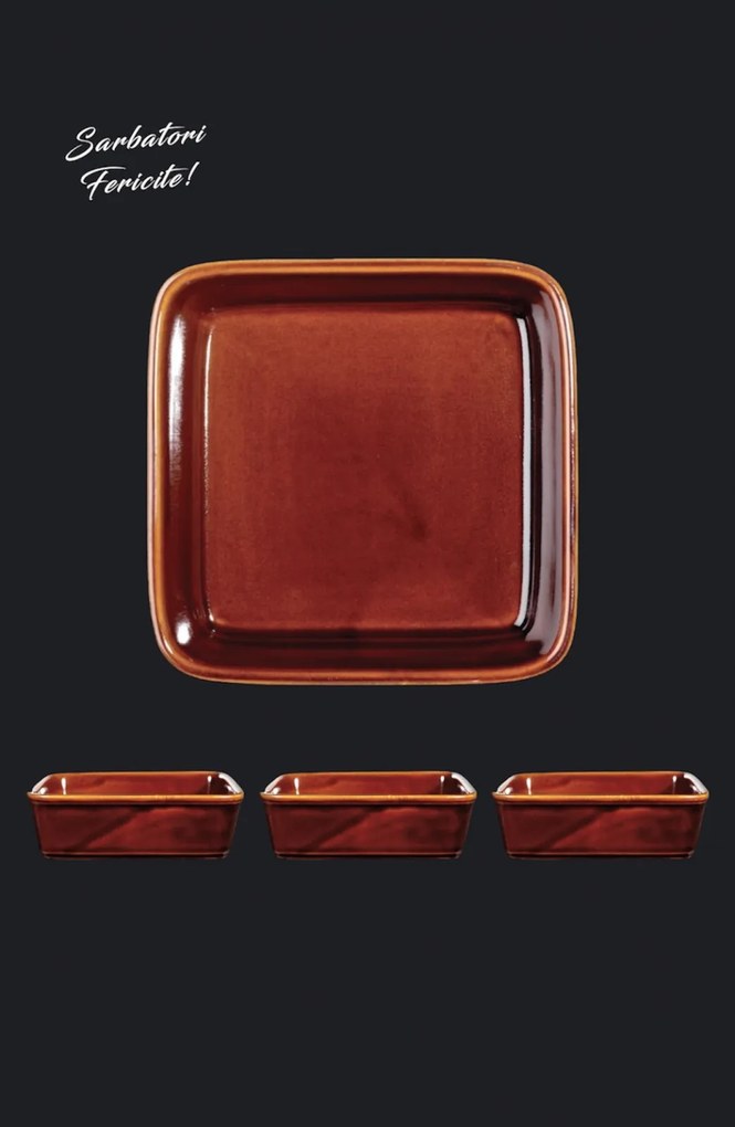 Set 4 Boluri Cuptor premium Heritage (13 cm cu 13 cm patrat) 450ml