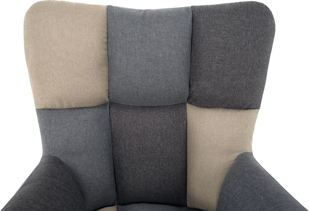Scaun balansoar design, patchwork/gri/bej, KEMARO