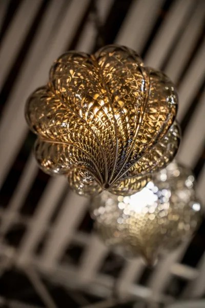 Lustră pe lanț SIRU GOCCIA 1xE27/60W/230V d. 25 cm bej/maro sticlă venețiană