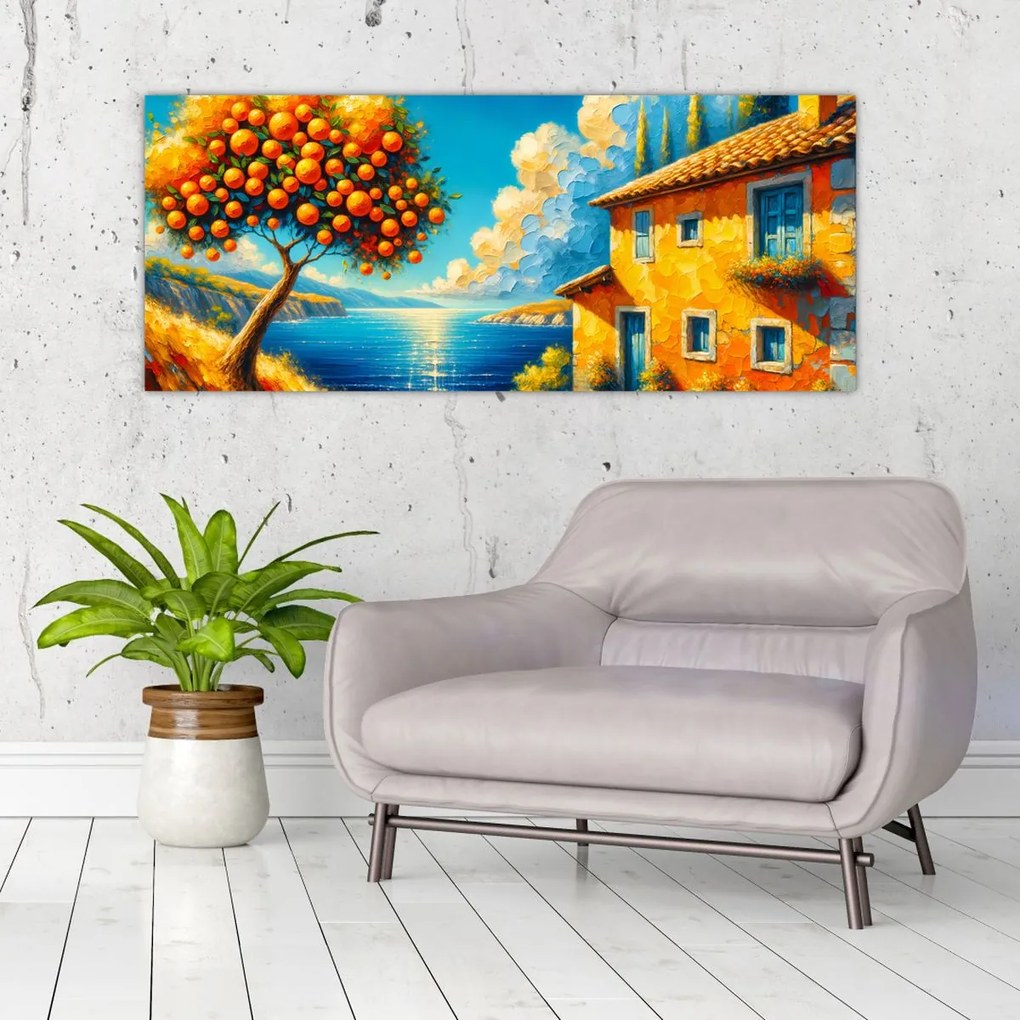 Tablou - Casă cu portocale II. (120x50 cm)