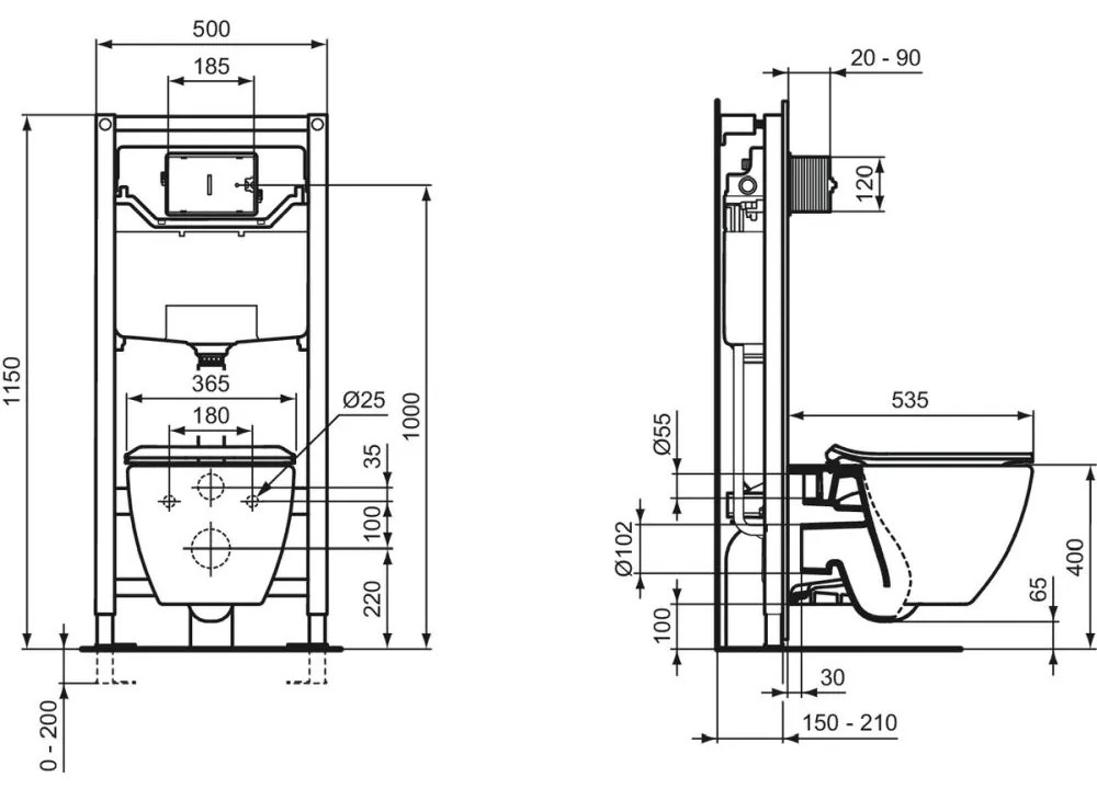 Set de instalare incastrata ProSys 120M pentru WC suspendat
