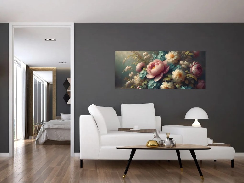 Tablou - Natură moartă cu flori - pictură (120x50 cm)