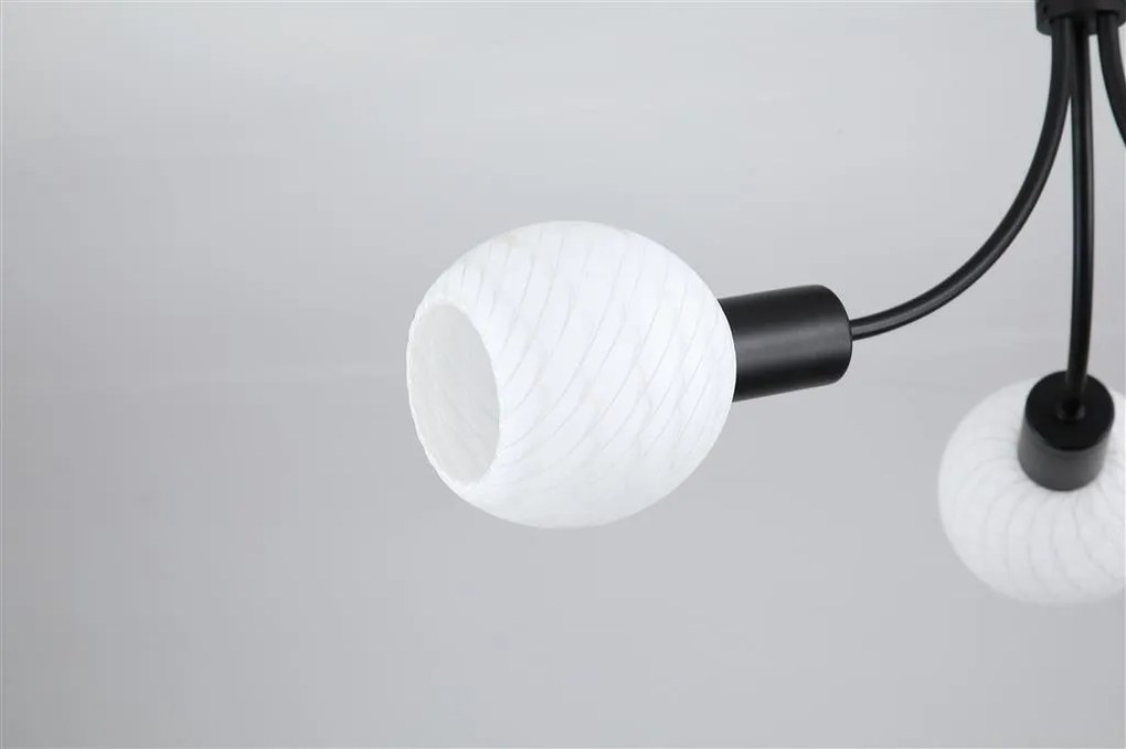 Lustra aplicata metal negru, sticla opal Nova 3L