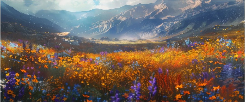 Tablou - Peisaj montan pictat II. (120x50 cm)