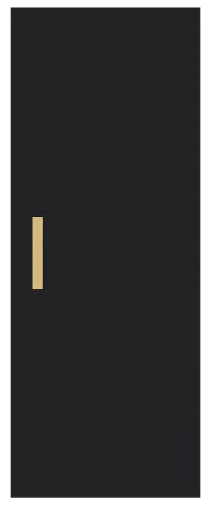 Dulap de perete, negru, 34,5x34x90 cm, lemn compozit Negru