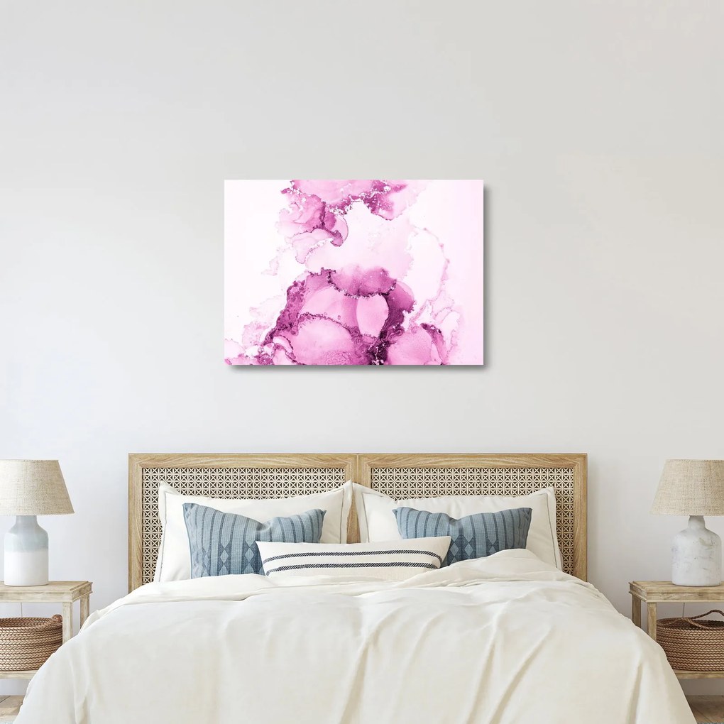 Tablou pe sticlă - Decor roz (70x50 cm)