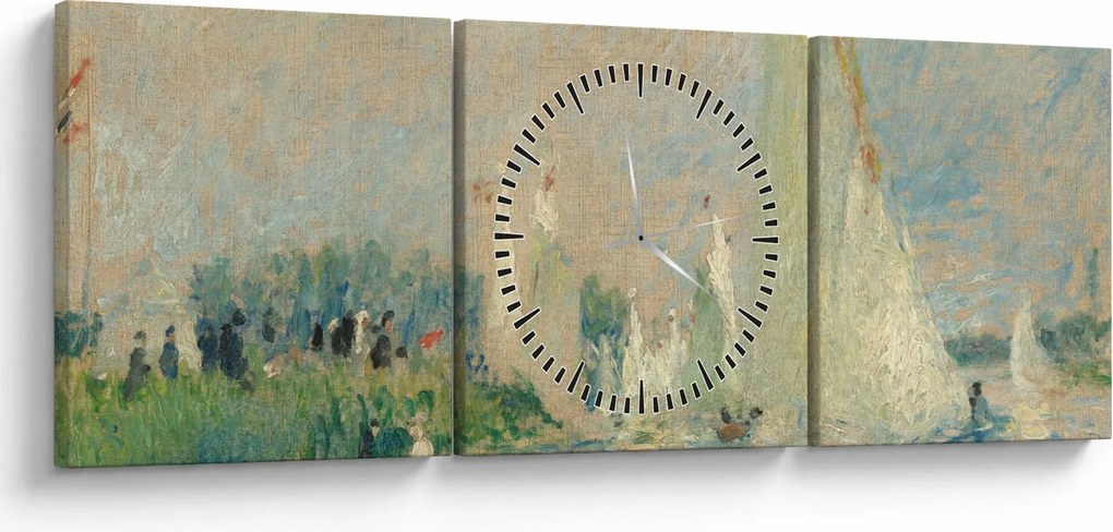 Tablou - Auguste Renoir, Regatta at Argenteuil, reproducere (cu ceas) (90x30 cm)