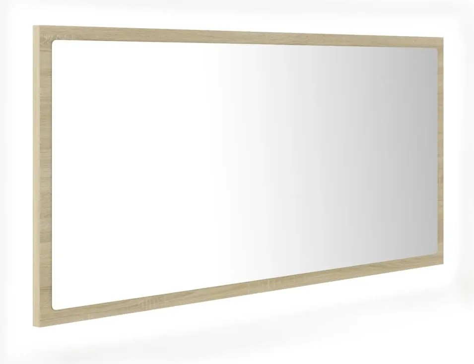 vidaXL Oglindă de baie cu LED, stejar sonoma, 90x8,5x37 cm, acril