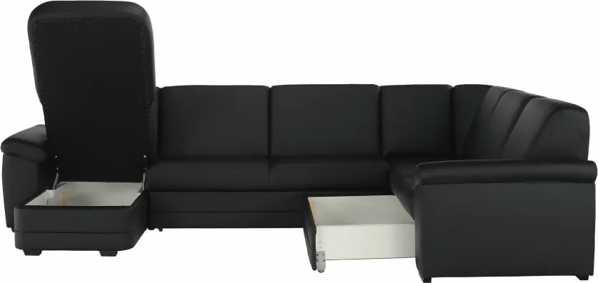 Colţar în formă de U, piele ecologică neagră, model stânga, BITER U