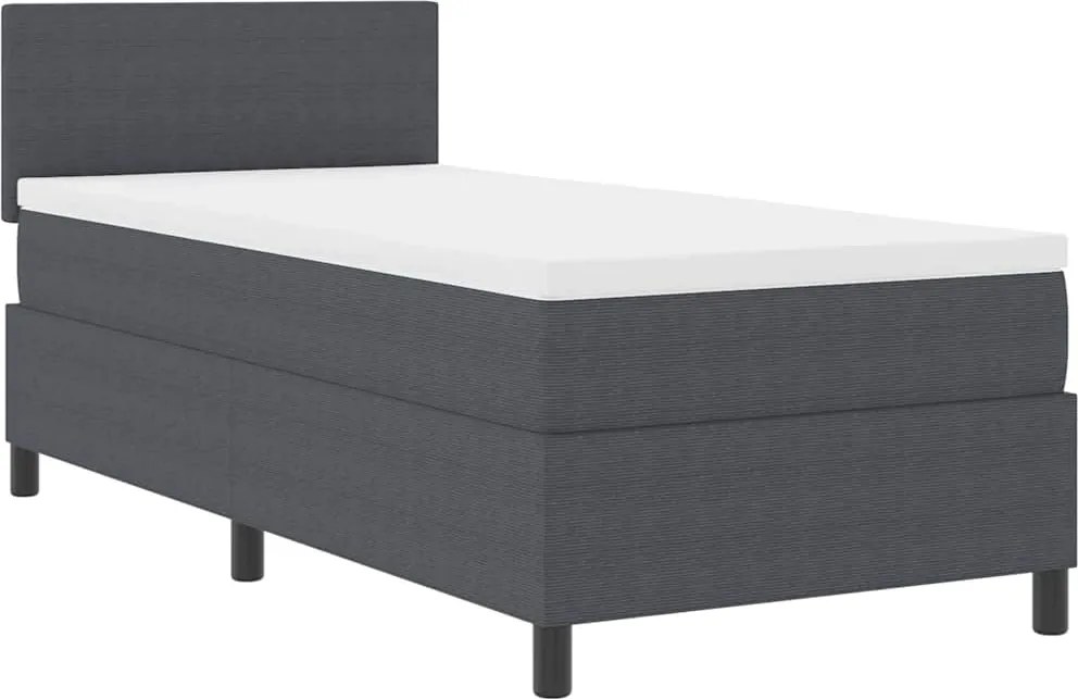 vidaXL Pat cu arcuri cu headboard Gri închis și alb 90 x 190 cm
