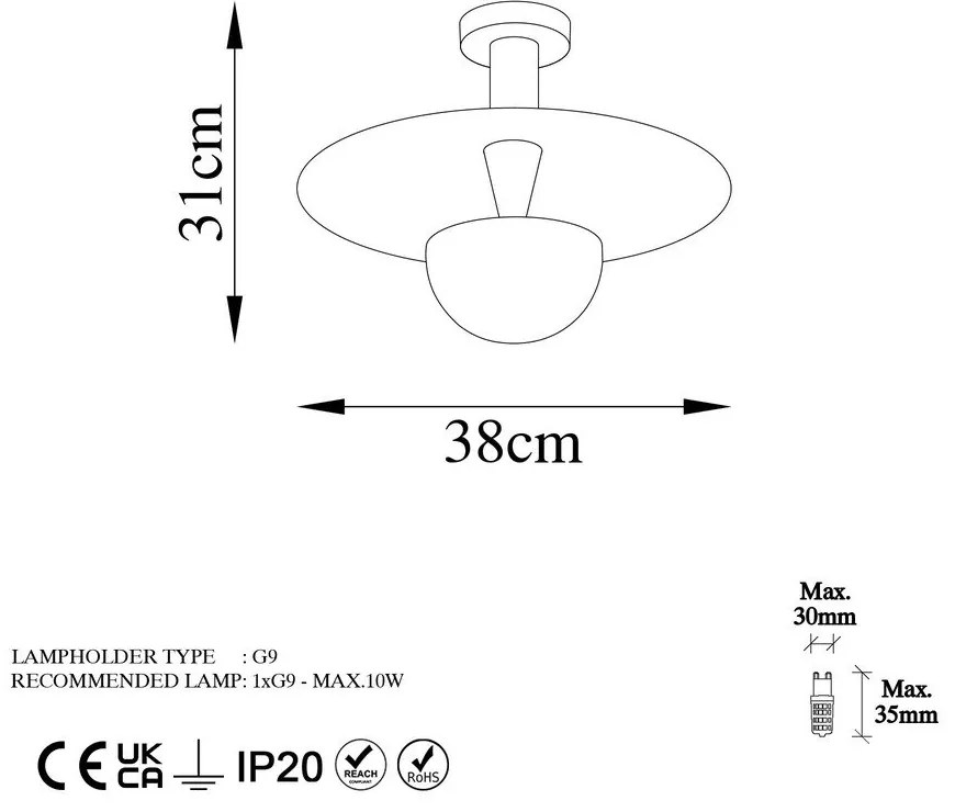 Plafonieră arămie cu abajur din metal ø 38 cm Kurt – Opviq lights