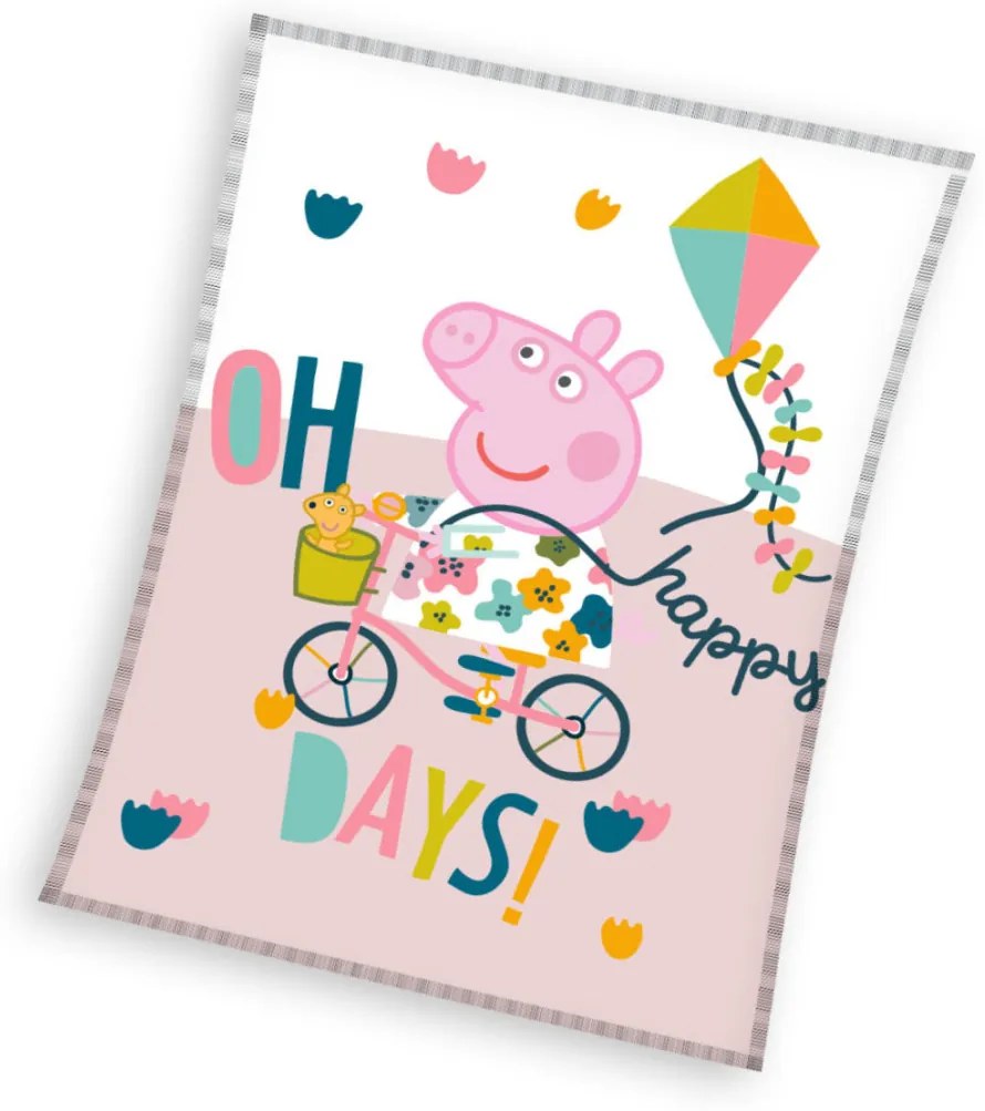 Purcelușa Peppa Happy days pătură fleece coral 130x170cm