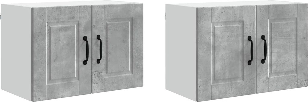 vidaXL Dulap de bucătărie cu raft 2 pcs Gri din beton 60 x 31 x 40 cm