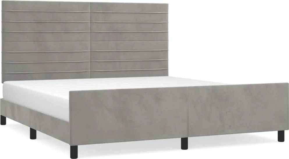 vidaXL Cadru de pat cu tăblie, gri deschis, 180x200 cm, catifea