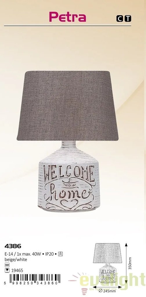 Veioza, lampa de masa din ceramica, diametru 24,5cm, Petra 4386 RX