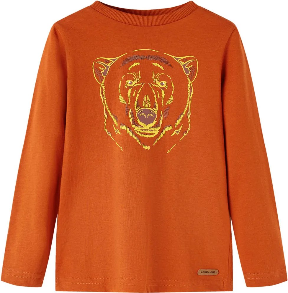 vidaXL Tricou pentru copii cu mâneci lungi, ruginiu deschis, 128