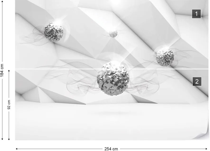 GLIX Fototapet - 3D Silver Balls Modern Design Vliesová tapeta  - 254x184 cm