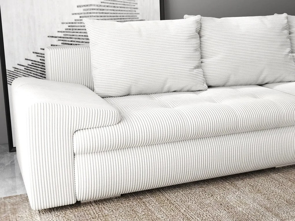 Colțar extensibil dumonde cu ladă de depozitare si sezut confortabil din spuma high-density, Leonardo Zoom Crem 260x185 cm II
