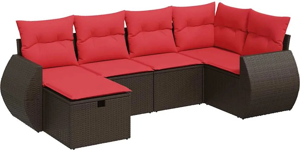 vidaXL Set canapele de grădină cu perne, 6 piese, maro, poliratan