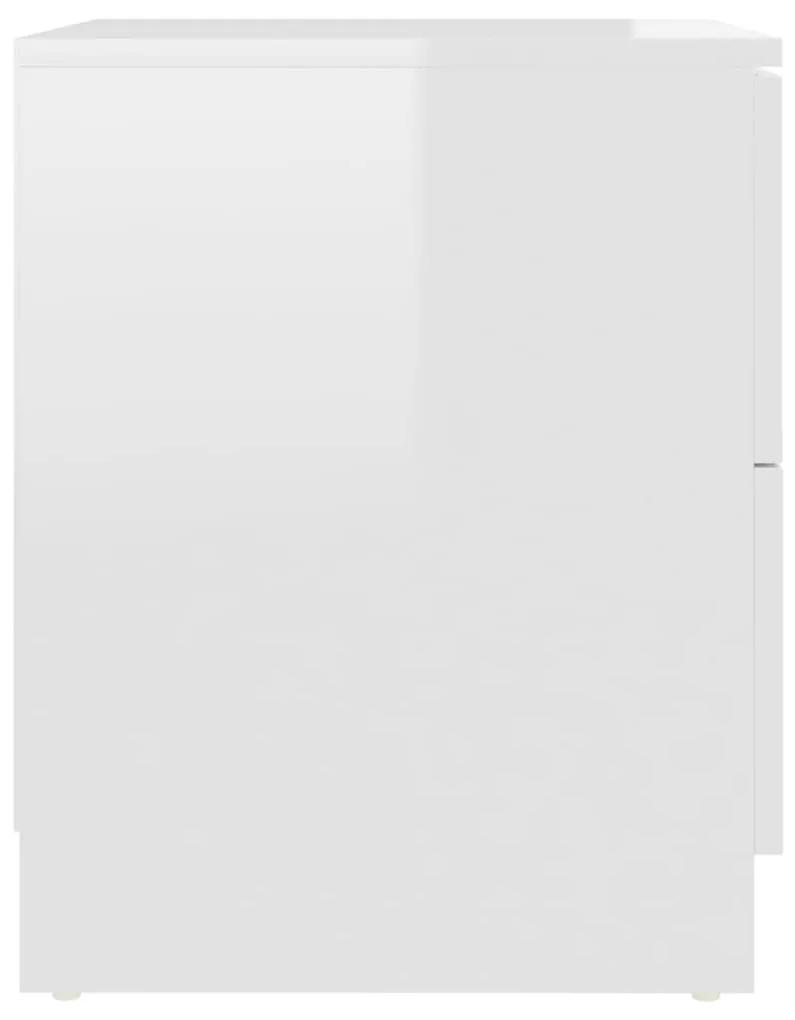 Noptiera, alb extralucios, 40x40x50 cm, PAL 1, Alb foarte lucios