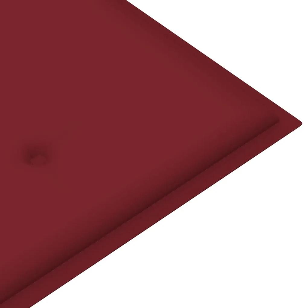 Banca de gradina, perna rosu vin, 112 cm, lemn masiv de tec bordo, 1, Bordo