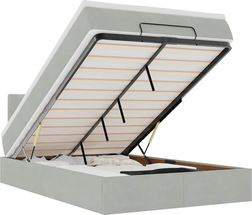 vidaXL Cadru de pat otoman cu saltea Gri deschis 120x200cm catifea
