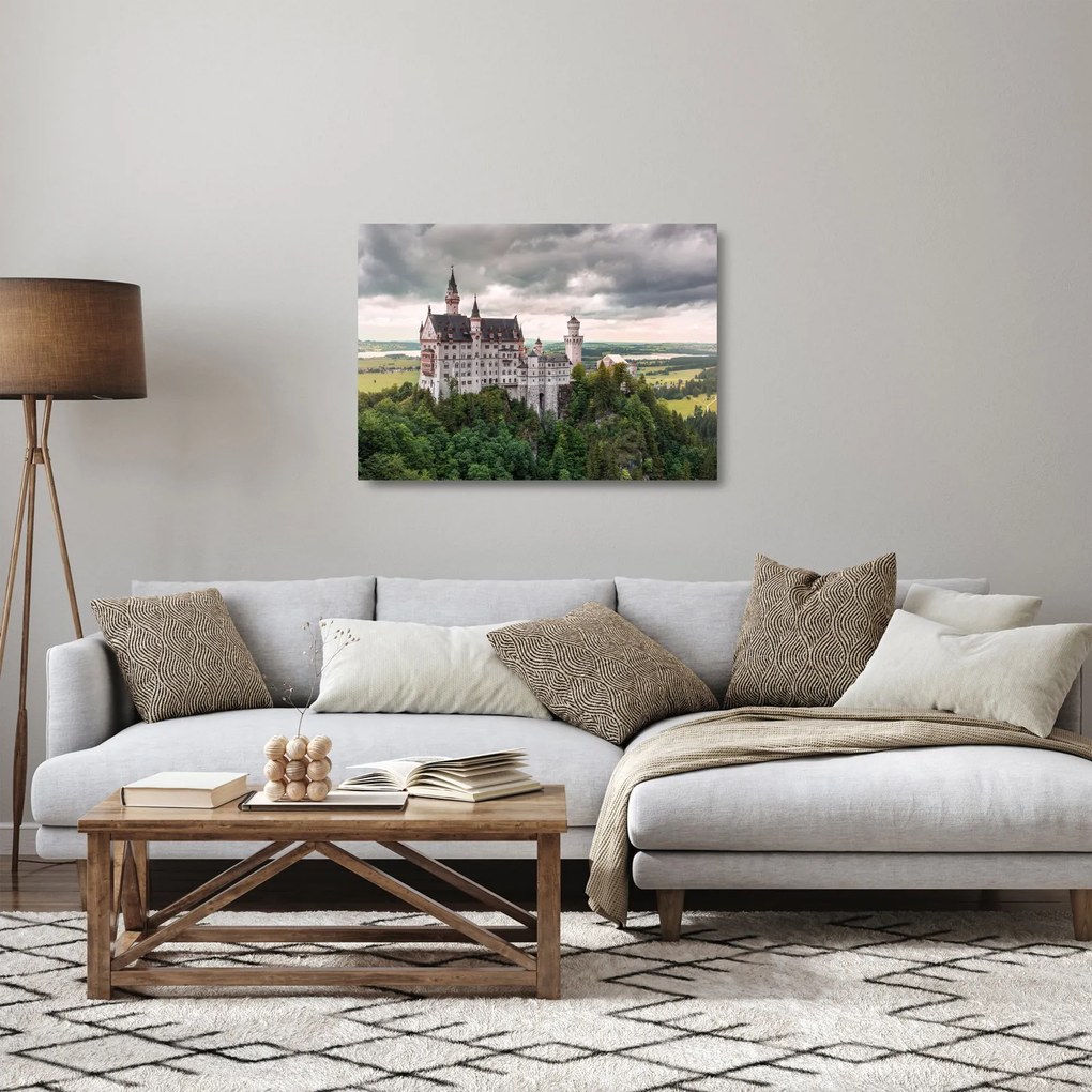 Tablou pe sticlă - Castelul pe stânci (70x50 cm)