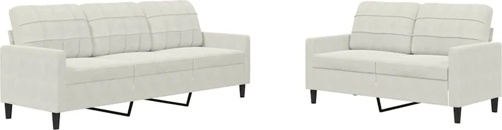 vidaXL Set de canapele cu perne, 2 piese, crem, catifea