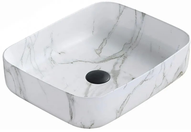 Mexen Carla chiuvetă pe blat 50 x 39 cm, Piatră albă - 21555092