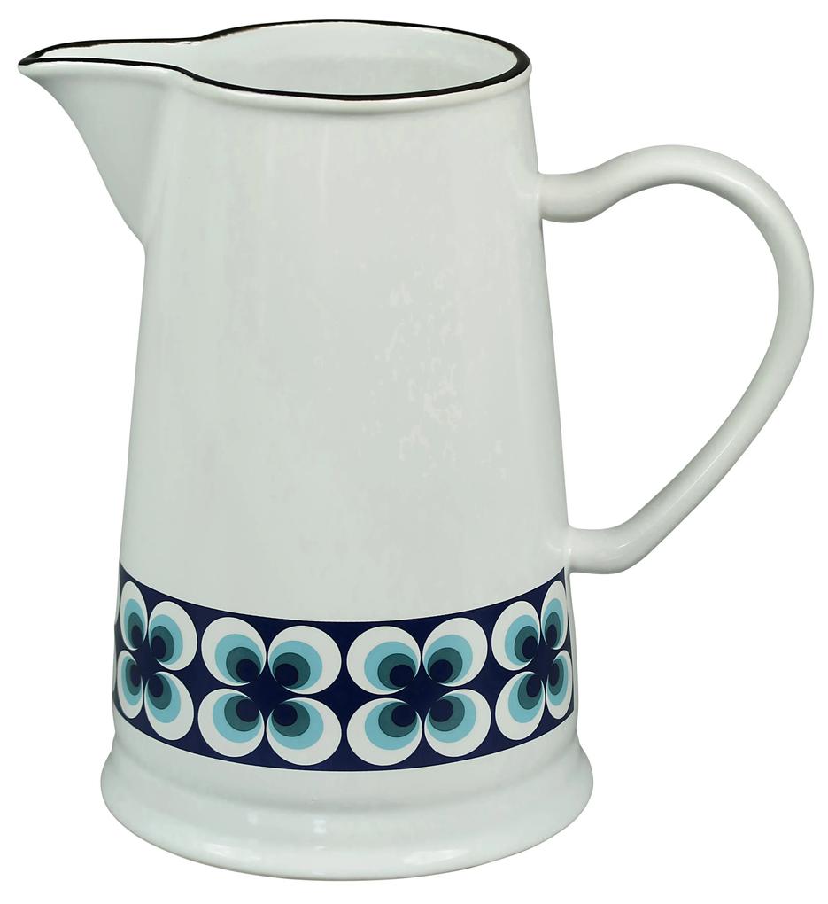 Set 4 carafe din ceramica Ramona 1,6 l alb / albastru