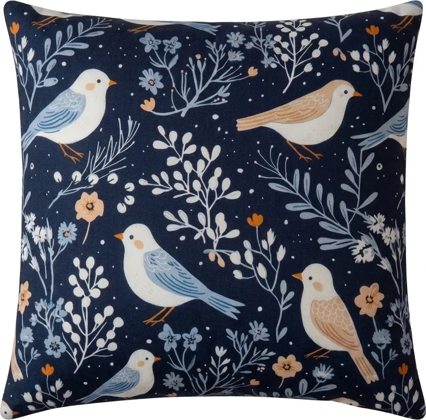 Fata de perna din microfibra DENIM BIRDS 45x45 cm, albastru