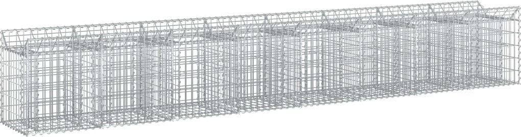 vidaXL Pat ridicat din gabion 2 pcs Argintiu 400 x 50 x 60 cm