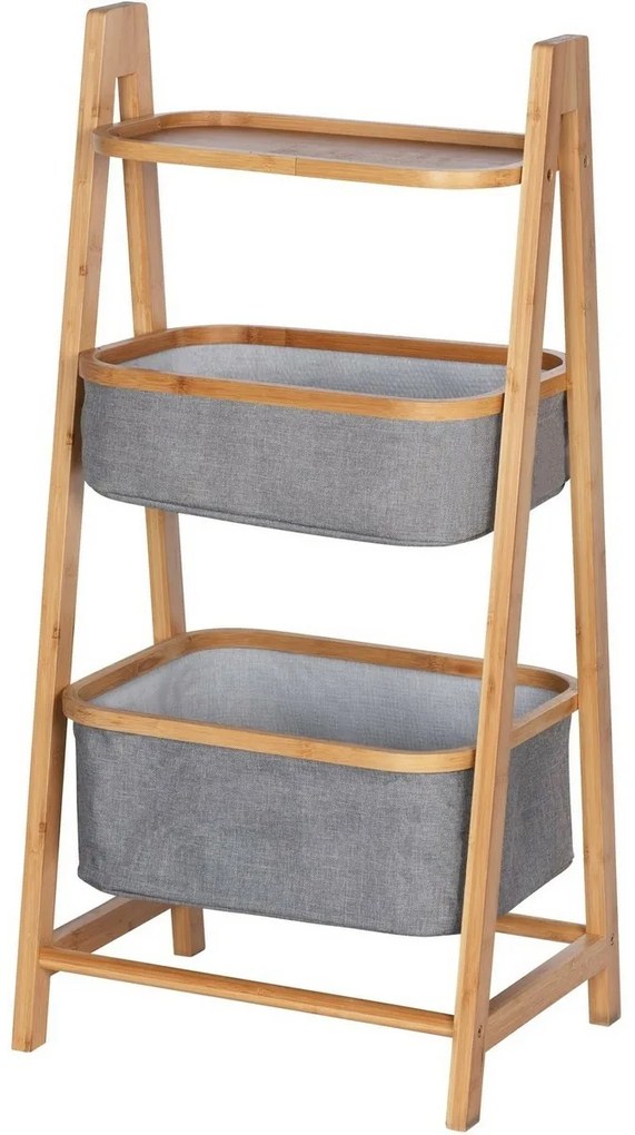Wenko Raft din bambus cu 1 raft și 2 coșuri Bahari, 91 x 34 x 44 cm