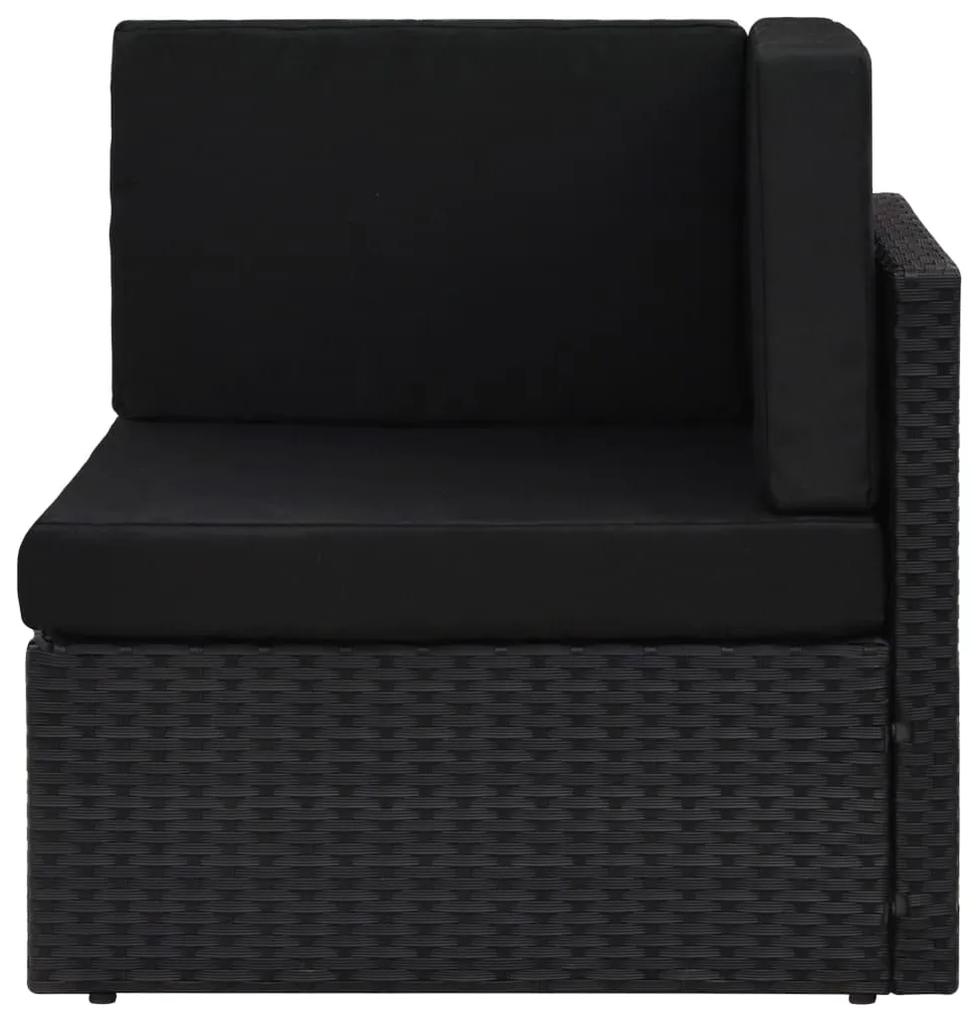 Canapea modulara cu 2 locuri, negru, poliratan 1, Negru, Canapea de centru + canapea de colt