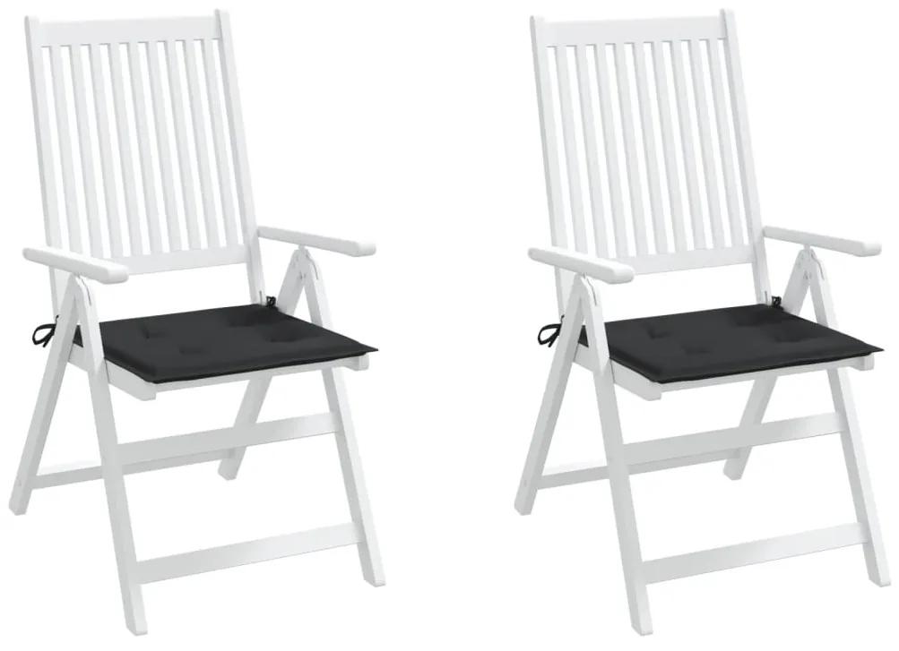 Perne scaun de gradina, 2 buc., negru, 40x40x3 cm, textil 2, Negru, 40 x 40 x 3 cm
