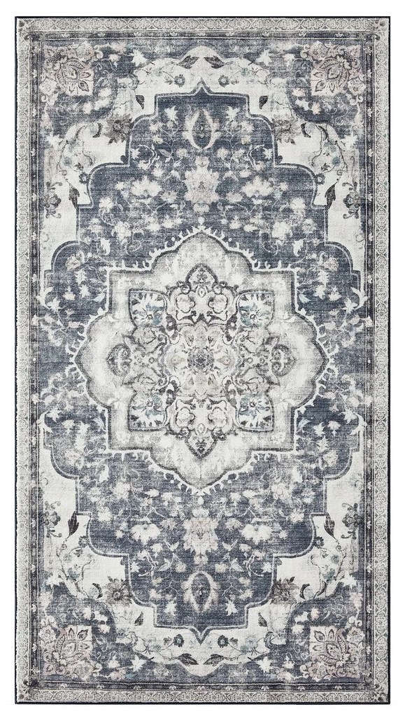 Covor antiderapant Vasagle Vintage, 80x150 cm, lavabil la masina, poliester, gri dove