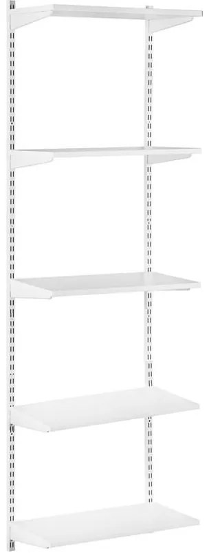 Raft perete cu 5 polite, 60x30x200 cm, PAL Alb