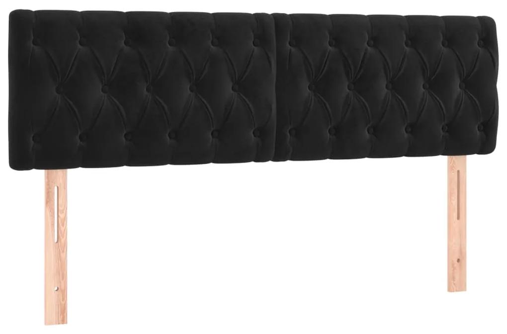 346364 vidaXL Tăblii de pat, 2 buc, negru, 80x7x78/88 cm, catifea