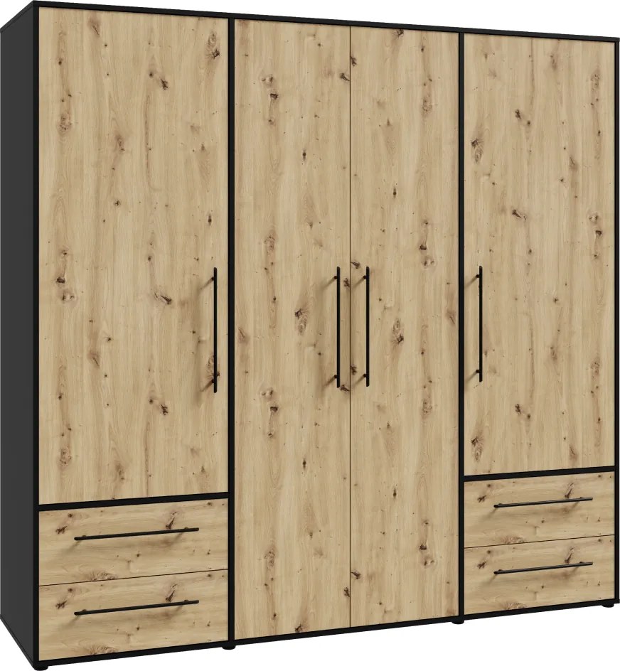 Dulap, stejar artisan/negru, MOSKA TYP 2