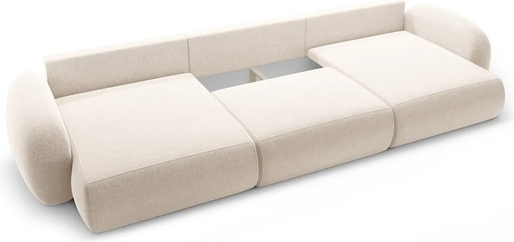 Coltar panoramic extensibil 5 locuri, Tonale, Cosmopolitan Design, 362x149x88 cm, tesatura chenille, bej deschis