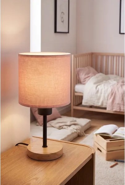 Brilagi - Lampă de masă BOBO WOOD 1xE27/25W/230V stejar/negru/roz