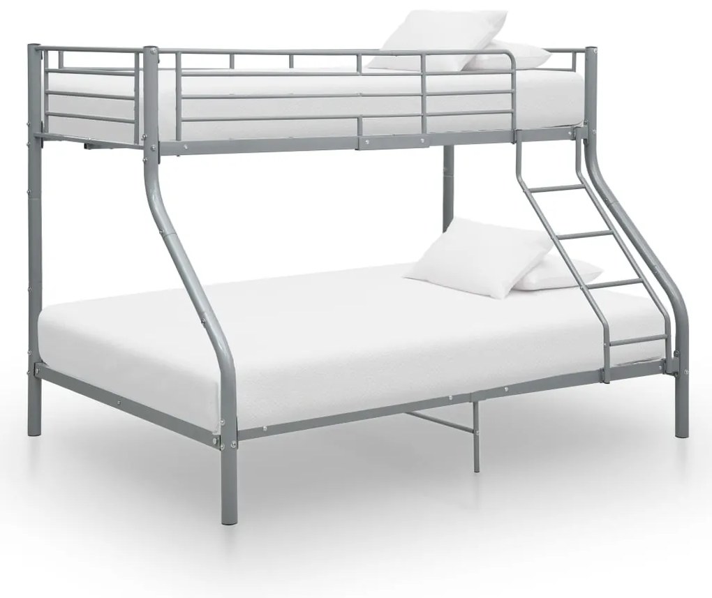vidaXL Cadru de pat supraetajat, gri, 140 x 200/90 x 200 cm, metal