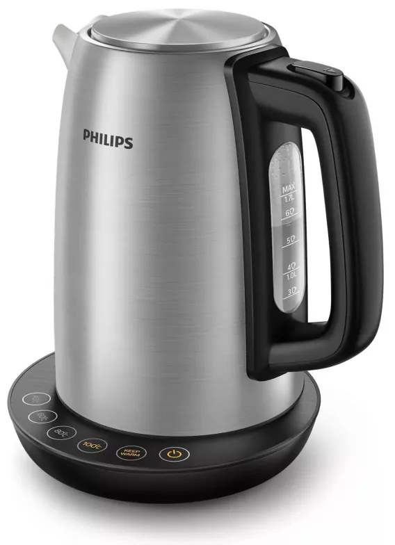 Cana electrica Philips Avance Collection HD9359/90, 2200W, 1.7 L, Metal, Control temperatura, Gri/Negru