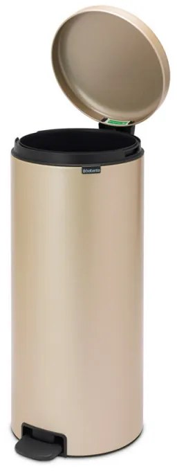 Cos de gunoi cu pedala Brabantia NewIcon 1003209, 30 L, Inchidere lina, Baza antiderapanta, Auriu metalic