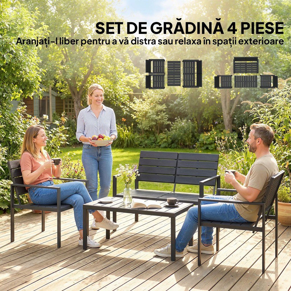 Outsunny Set Mobilier de Grădină cu Canapea, Fotolii și Măsuță, Ideal pentru Exterior | Aosom Romania