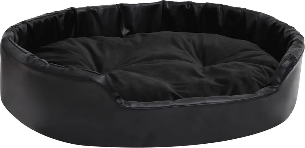 vidaXL Pat pentru câini, negru, 90x79x20 cm, pluș/piele ecologică
