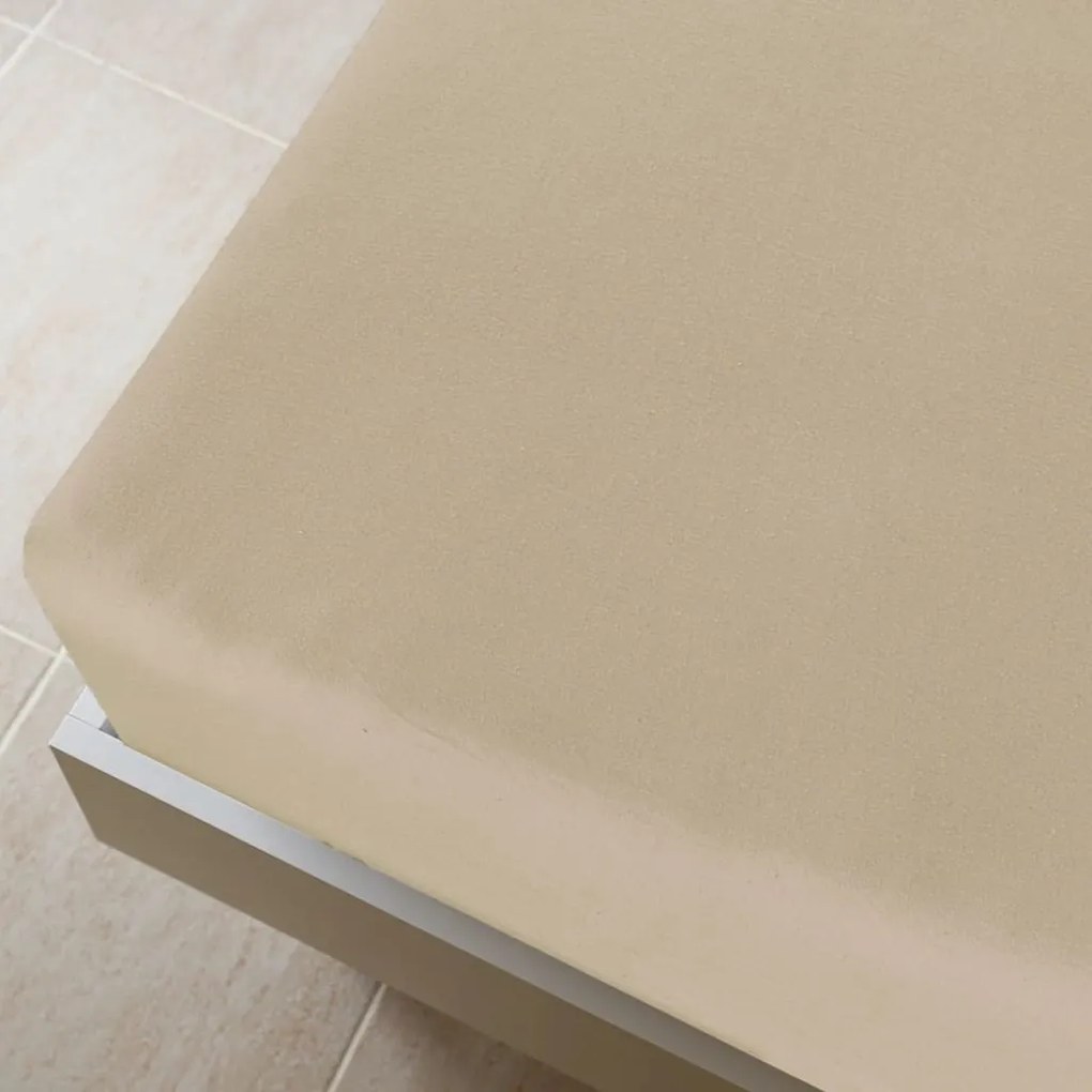 Cearsaf de pat cu elastic, 2 buc, gri taupe, 140x200 cm bumbac