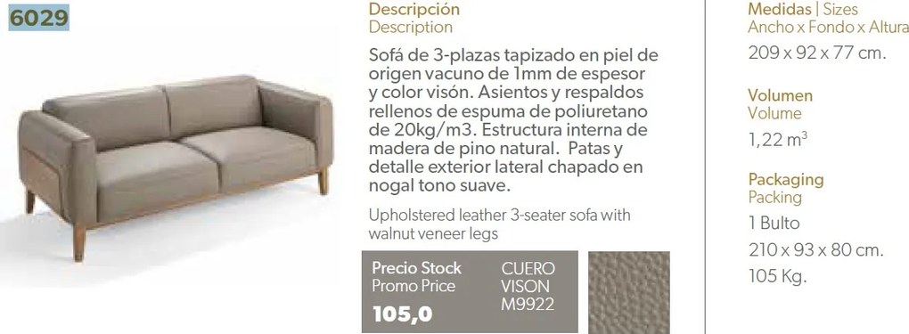 Canapea 3 locuri eleganta, design LUX Arawan AC-5353-3P